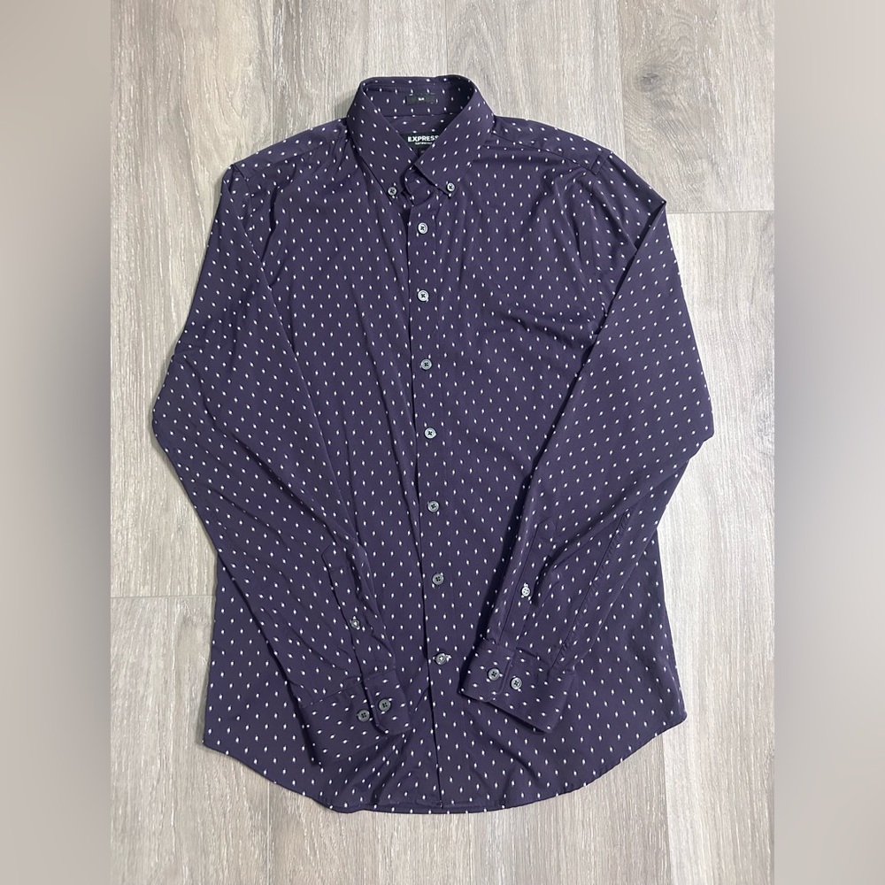 Express Men's Dark Purple Dress Shirt (Slim - Performance)